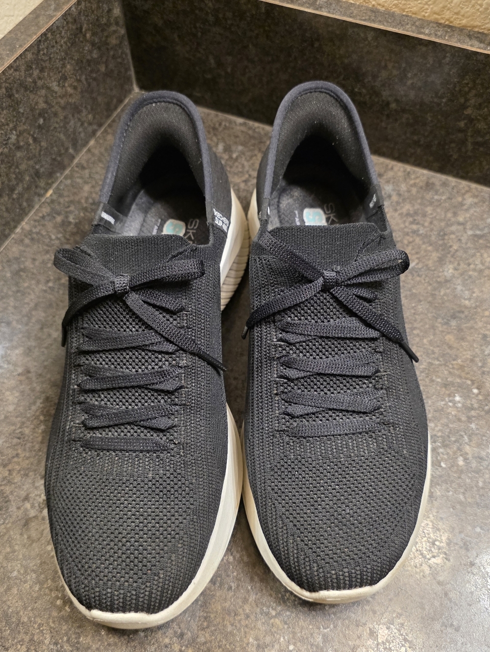 Skechers Womens Sz 9.5 Slip-Ins Hands Free Knit Comfy Walking Sneakers Black - Picture 6 of 8
